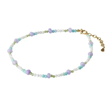 Pernille Corydon Ankelkæde til Dame udført i 925 Sterling Sølv, Sten i en flot Multi farve