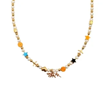 SKØR Halskæde til Herre, Dame udført i Rustfrit stål i en flot Guld, Multi farve