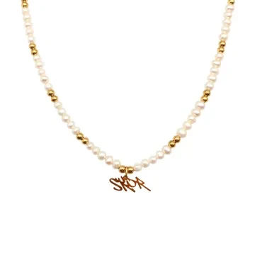 SKØR Halskæde til Herre, Dame udført i Rustfrit stål i en flot Guld, Hvid farve