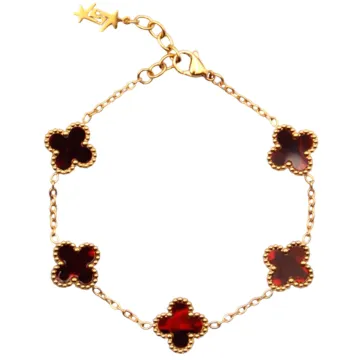 SKØR Armbånd til Herre, Dame udført i  i en flot Guld, Rød farve