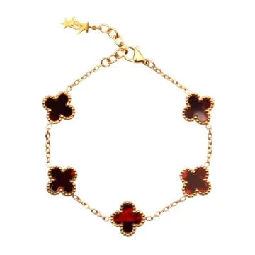 SKØR Armbånd til Herre, Dame udført i  i en flot Guld, Rød farve