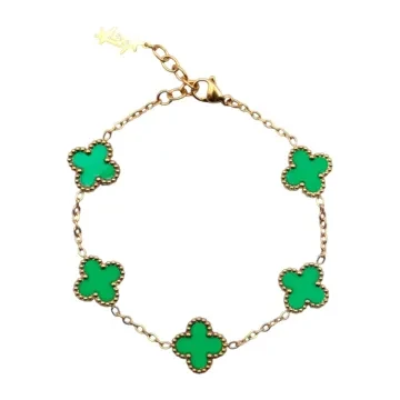 SKØR Armbånd til Herre, Dame udført i  i en flot Guld, Grøn farve