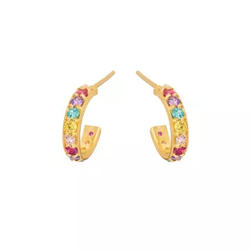 Susanne Friis Bjørner Øreringe til Dame udført i 925 Sterling Sølv i en flot Guld, Multi farve