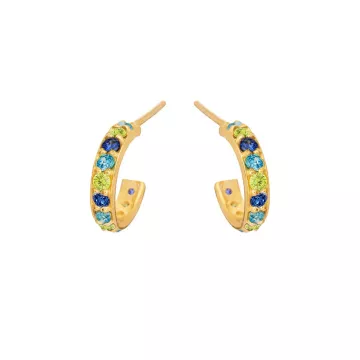 Susanne Friis Bjørner Øreringe til Dame udført i 925 Sterling Sølv i en flot Guld, Blå farve