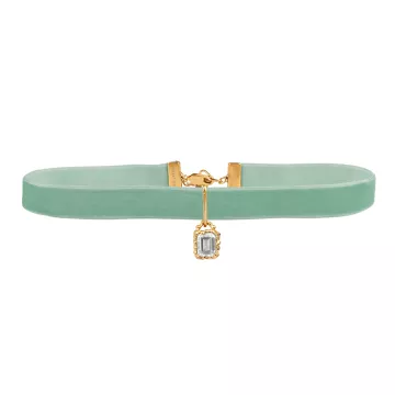 House of Vincent Halskæde til Dame udført i Velour i en flot Guld, Grøn farve