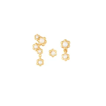 House of Vincent Øreringe til Dame udført i 925 Sterling Sølv i en flot Guld, Hvid farve