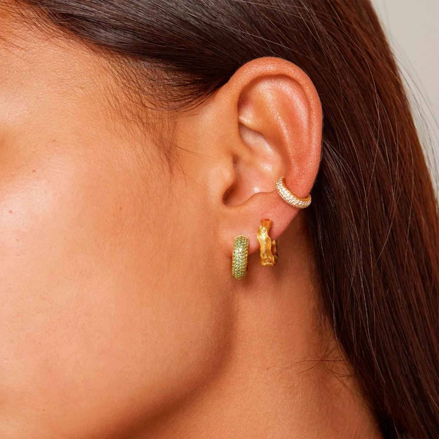 Enamel Mini Sparkling Luna Hoops Øreringe 18 Forgyldt Sø