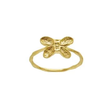 Maanesten Ring til Dame udført i 925 Sterling Sølv, Glas i en flot Guld farve