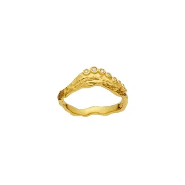 Maanesten Ring til Dame udført i 925 Sterling Sølv, Guld i en flot Guld farve