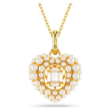 Swarovski Halskæde til Dame udført i Rustfrit stål, Sten i en flot Guld farve