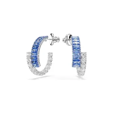 Swarovski Øreringe til Dame udført i Rustfrit stål i en flot Blå, Sølv farve