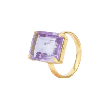 House of Vincent Ring til Dame udført i 925 Sterling Sølv i en flot Guld, Lilla farve