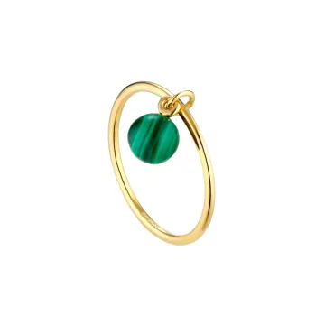 Jane Kønig Ring til Dame udført i 925 Sterling Sølv i en flot Guld, Grøn farve