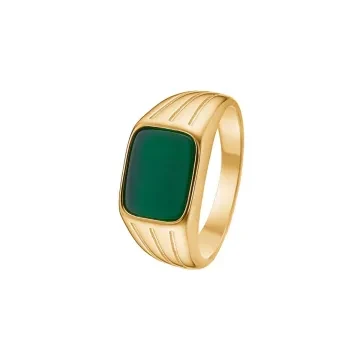 Schultz Ring til Dame udført i 925 Sterling Sølv i en flot Guld, Grøn farve