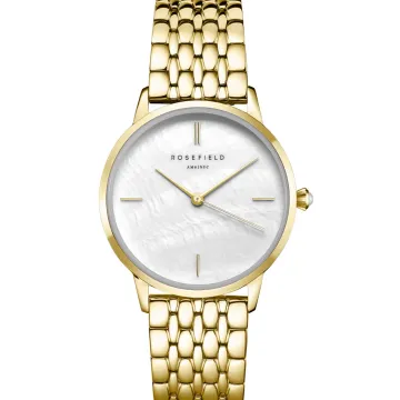Rosefield The Pearl Edit RMGSG-R01 ur til Dame med Perlemor urskive p&aring; 36 mm i diameter og L&aelig;nke urrem i Gold