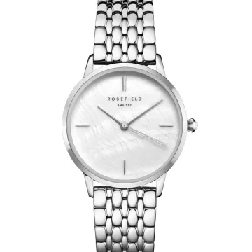 Rosefield The Pearl Edit RMSSS-R02 ur til Dame med Perlemor urskive p&aring; 36 mm i diameter og L&aelig;nke urrem i Steel