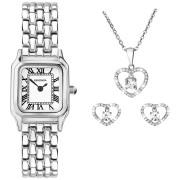Sekonda Monica Giftset 49074 som indeholder Øreringe, Halskæde, Ur til Dame