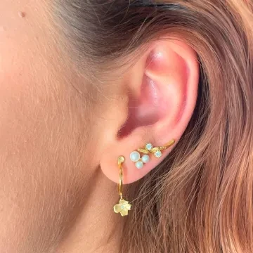 STINE A Jewelry Ørering Single til Dame udført i 925 Sterling Sølv i en flot Guld, Hvid farve