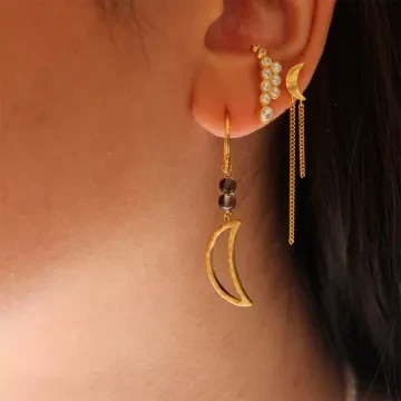 STINE A Jewelry Ørering Single til Dame udført i 925 Sterling Sølv i en flot Brun, Guld farve