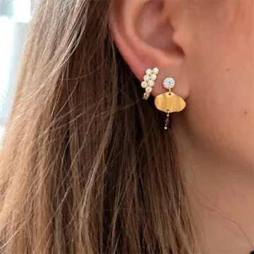 STINE A Jewelry Ørering Single til Dame udført i 925 Sterling Sølv i en flot Brun, Guld farve