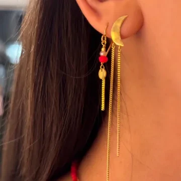 STINE A Jewelry Ørering Single til Dame udført i 925 Sterling Sølv i en flot Guld, Multi farve