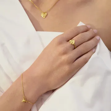 Maanesten Ring til Dame udført i 925 Sterling Sølv, Guld i en flot Guld farve