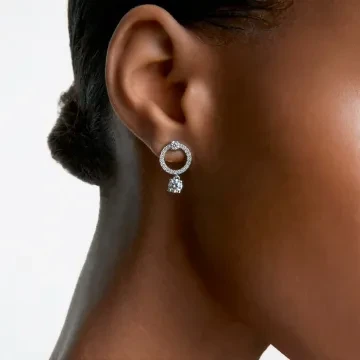 Swarovski Øreringe til Dame udført i Rustfrit stål, Sten i en flot Sølv farve