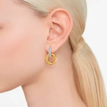 Swarovski Øreringe til Dame udført i Rustfrit stål, Sten i en flot Guld farve