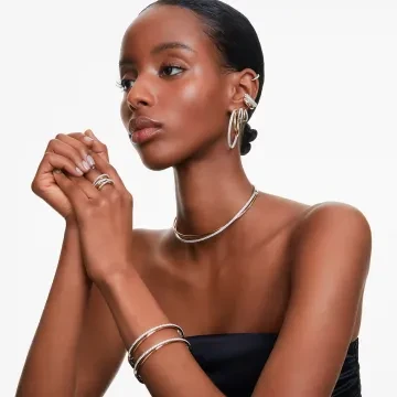 Swarovski Øreringe til Dame udført i Rustfrit stål, Sten i en flot Sølv farve