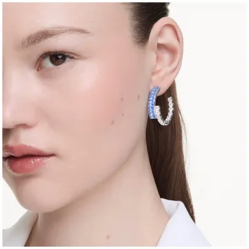 Swarovski Øreringe til Dame udført i Rustfrit stål i en flot Blå, Sølv farve