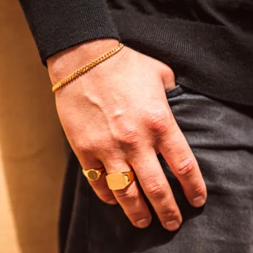 IX Studios Ring til Herre, Dame udf&oslash;rt i 925 Sterling S&oslash;lv i en flot Guld farve