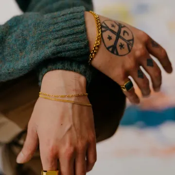 IX Studios Armbånd til Herre, Dame udført i 925 Sterling Sølv i en flot Guld farve