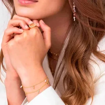 Sif Jakobs Armb&aring;nd til Dame udf&oslash;rt i 925 Sterling S&oslash;lv, Guld, Sten i en flot Guld farve