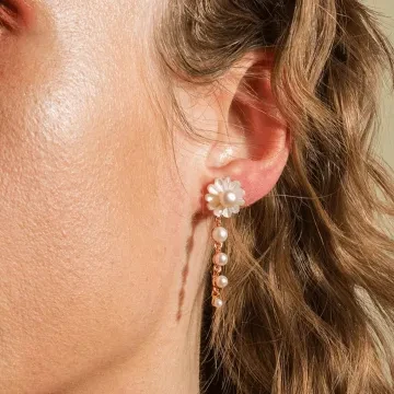 House of Vincent Øreringe til Dame udført i 925 Sterling Sølv, Genbrugsmateriale i en flot Guld farve