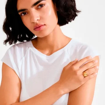 Pilgrim Ring til Herre, Dame udført i Messing i en flot Guld farve