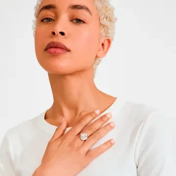 Pilgrim Ring til Herre, Dame udført i Messing i en flot Sølv farve