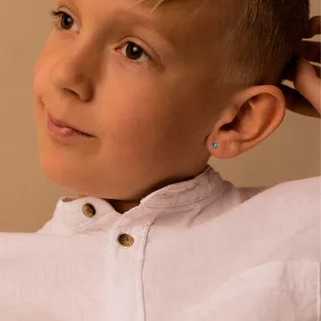 Blomdahl Øreringe til Dreng, Pige udført i Plast i en flot Blå farve