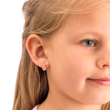 Blomdahl Øreringe til Dreng, Pige udført i Plast i en flot Lyserød farve