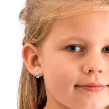 Blomdahl Øreringe til Dreng, Pige udført i Plast i en flot Blå farve