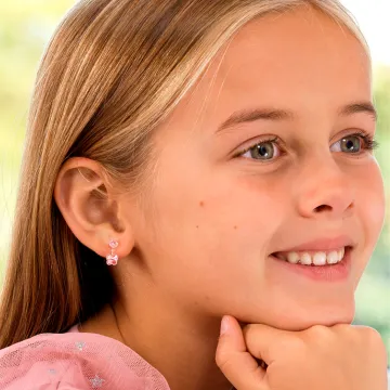 Blomdahl Øreringe til Dreng, Pige udført i Plast i en flot Lyserød farve