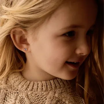 Blomdahl Øreringe til Dreng, Pige udført i Plast i en flot Blå, Lilla farve