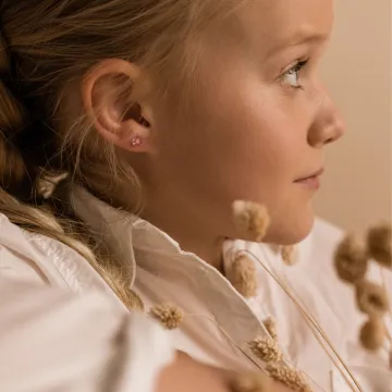 Blomdahl Øreringe til Dreng, Pige udført i Plast i en flot Lyserød farve