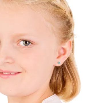 Blomdahl Øreringe til Dreng, Pige udført i Plast i en flot Blå farve