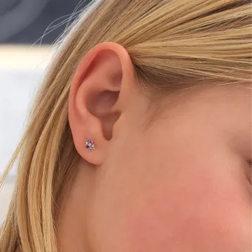 Blomdahl Øreringe til Dreng, Pige udført i Plast i en flot Multi farve