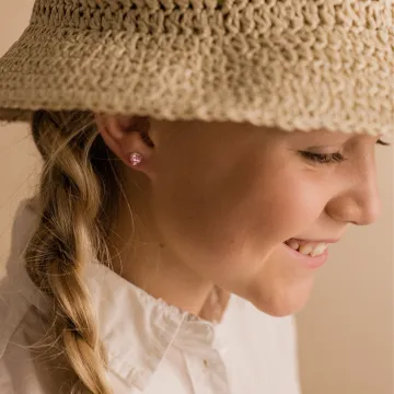 Blomdahl Øreringe til Dreng, Pige udført i Plast i en flot Lyserød farve