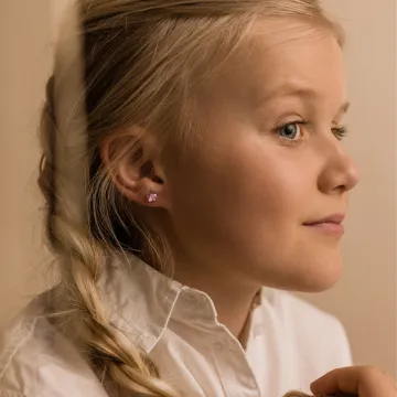 Blomdahl Øreringe til Dreng, Pige udført i Plast i en flot Lilla farve