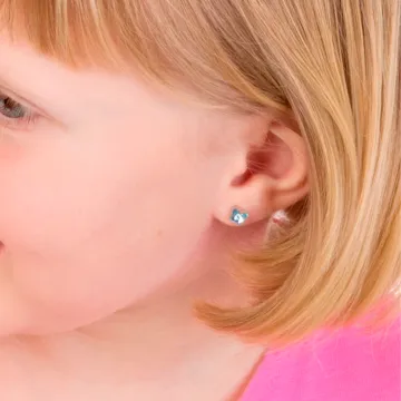 Blomdahl Øreringe til Dreng, Pige udført i Plast i en flot Blå farve