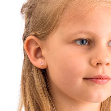 Blomdahl Øreringe til Dreng, Pige udført i Plast i en flot Lyserød farve