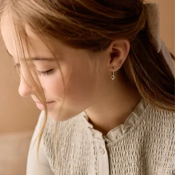 Blomdahl &Oslash;reringe til Dreng, Pige, Herre, Dame udf&oslash;rt i Titanium i en flot Guld farve