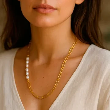 Susanne Friis Bjørner Halskæde til Dame udført i 925 Sterling Sølv i en flot Guld farve